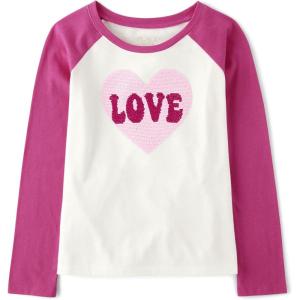 imageThe Childrens Place Girls Long Sleeve Knit Fashion ShirtVday Raglan Tee