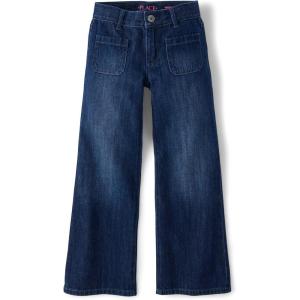 imageThe Childrens Place Girls Wide Leg Denim JeansZodiac Wash Pocket
