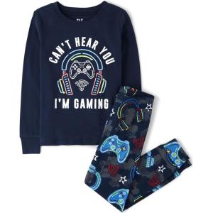 imageThe Childrens PlaceBoysLong Sleeve Top and Pants Snug Fit 100 Cotton 2 Piece Pajama SetIm Gaming6