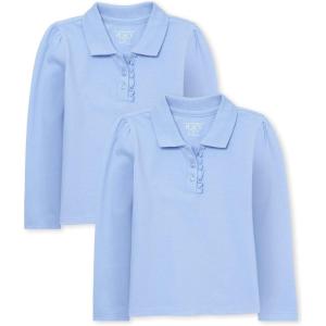 imageThe Childrens Place Baby Girls Toddler Multipack Long Sleeve Ruffle Pique PolosDaybreak 2pack