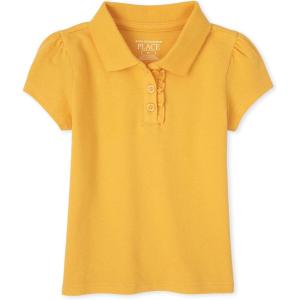 imageThe Childrens Place girls Short Sleeve Ruffle Pique PoloYellow Pencil Single