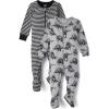imageThe Childrens Place Baby Boys and Toddler Long Sleeve 100 Cotton ZipFront One Piece Footed PajamaDino 2pack