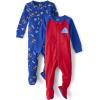 imageThe Childrens Place Boys Long Sleeve 100 Cotton ZipFront One Piece Footed PajamasSpace BlueDaddys Explorer 2pack