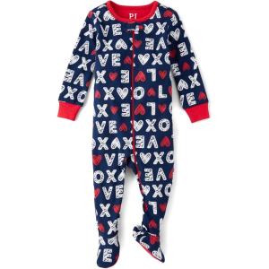 imageThe Childrens Place Baby Boys and Toddler Long Sleeve 100 Cotton ZipFront One Piece Footed PajamaNavy Vday