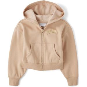 imageThe Childrens Place Girls Long Sleeve Active Hooded Fleece Full Zip UpLatte