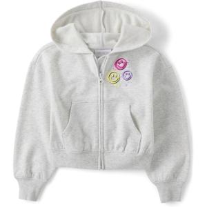 imageThe Childrens Place Girls Long Sleeve Active Hooded Fleece Full Zip UpLunar Graphic