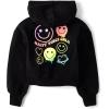 imageThe Childrens Place Girls Long Sleeve Cropped Hooded Zip UpBlack Happy Face