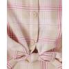 imageThe Childrens Place Girls Long Sleeve Twill Tie Front Button Down ShirtLatte Plaid