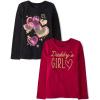 imageThe Childrens Place Baby Girls Assorted Everyday Long Sleeve Graphic TShirtsmultipacksDaddys GirlHearts 2pack