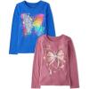 imageThe Childrens Place Baby Girls Assorted Everyday Long Sleeve Graphic TShirtsmultipacksHeart BowButterfly Rainbow 2pack