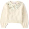 imageThe Childrens Place Girls Long Sleeve Crew Neck Pullover SweaterWhite Sequin