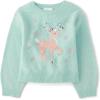 imageThe Childrens Place Girls Long Sleeve Crew Neck Pullover SweaterWintermint Reindeer
