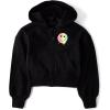 imageThe Childrens Place Girls Long Sleeve Cropped Hooded Zip UpBlack Happy Face