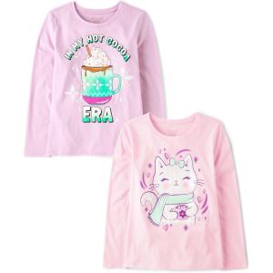 imageThe Childrens Place Baby Girls Assorted Everyday Long Sleeve Graphic TShirtsmultipacksHot CocoaCat Mug 2pack