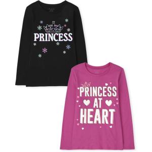 imageThe Childrens Place Baby Girls Assorted Everyday Long Sleeve Graphic TShirtsmultipacksPrincessPrincess at Heart 2pack