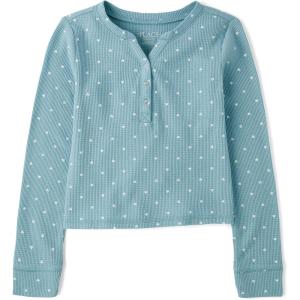 imageThe Childrens Place Girls Basic Long Sleeve Thermal Henley TopsArtic Blue
