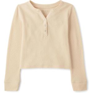 imageThe Childrens Place Girls Basic Long Sleeve Thermal Henley TopsFrappe