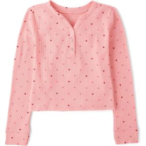 imageThe Childrens Place Girls Basic Long Sleeve Thermal Henley TopsFuzzy Pink