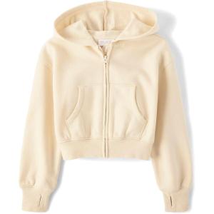 imageThe Childrens Place Girls Long Sleeve Cropped Hooded Zip UpFrappe