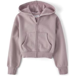 imageThe Childrens Place Girls Long Sleeve Cropped Hooded Zip UpUltra Violet