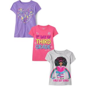 imageThe Childrens Place Girls School Graphic T Shirts Multipack1st Day 3rd GradeReadingHeart 3pack