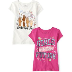 imageThe Childrens Place Girls School Graphic T Shirts MultipackArt PrincessStar 2pack