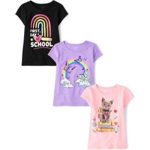 imageThe Childrens Place Girls School Graphic T Shirts MultipackBackpackRainbow1st Day Rainbow 3pack