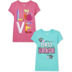 imageThe Childrens Place Girls School Graphic T Shirts MultipackFirst GradeLove 2pack