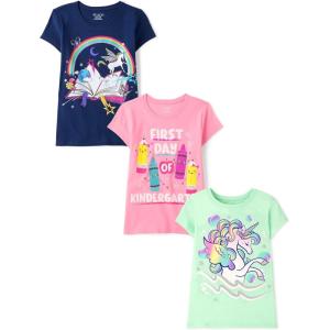 imageThe Childrens Place Girls School Graphic T Shirts MultipackKindergartenRainbowBubbles 3pack