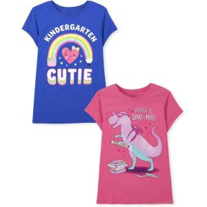imageThe Childrens Place Girls School Graphic T Shirts MultipackKindergartenSchool Dino Mite 2pack