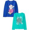 imageThe Childrens Place Girls Dino Long Sleeve Graphic TShirtsTurtleCat 2pack