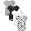 imageThe Childrens Place Girls Short Sleeve High Low Tee 4 PackGreyBlack FlowerWhiteButterfly 4pack