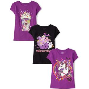 imageThe Childrens Place Girls All Holidays Short Sleeve Graphic TShirtsmultipacksUnicornShakeTrick Or Treat 3pack