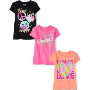 imageThe Childrens Place Girls Kindness Love Equality Short Sleeve Graphic T ShirtsIconsKindness MattersLove 3pack