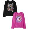 imageThe Childrens Place Girls Dino Long Sleeve Graphic TShirtsPeace  LoveBe Kind 2pack