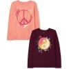 imageThe Childrens Place Girls Dino Long Sleeve Graphic TShirtsYin YangPeace Sign 2pack