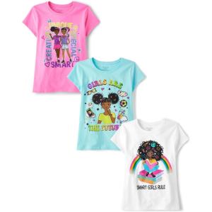 imageThe Childrens Place Girl Power Short Sleeve Graphic TShirtsmultipacksGirls Rule 3pack