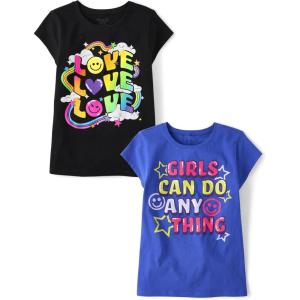 imageThe Childrens Place Girl Power Short Sleeve Graphic TShirtsmultipacksLoveGirls Can Do Anything 2pack