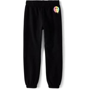 imageThe Childrens Place Girls Knit Active SweatpantsBlack Happy Face
