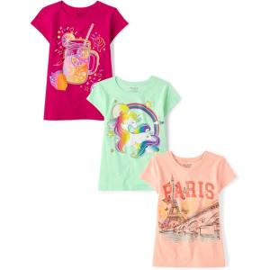 imageThe Childrens Place Girls Unicorn Short Sleeve Graphic TShirtsmultipacksUnicorn RainbowLemonadeParis 3pack