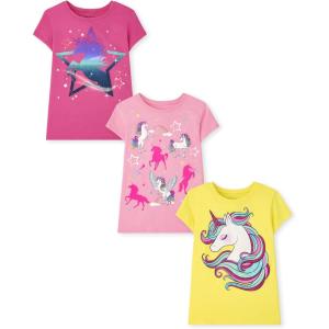 imageThe Childrens Place Girls Unicorn Short Sleeve Graphic TShirtsmultipacksUnicornRainbowStar 3pack