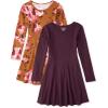 imageThe Childrens Place Girls 2 Pack Long Sleeve Fashion Skater DressAcorn FoliageHazelnut 2 Pack