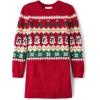 imageThe Childrens Place Girls Long Sleeve Sweater DressRed Fairisle