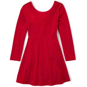 imageThe Childrens Place Girls 2 Pack Long Sleeve Fashion Skater DressVelour Red 2pack