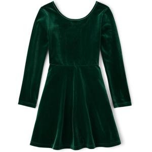 imageThe Childrens Place Girls 2 Pack Long Sleeve Fashion Skater DressVelour Spruce Shade 2pack