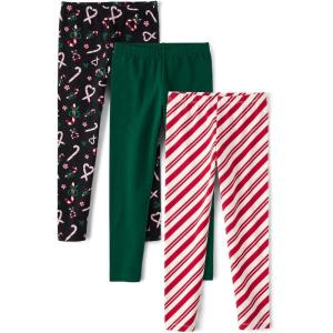 imageThe Childrens Place Girls Assorted Everyday Pull on LeggingsCandy Cane Christmas 3pack