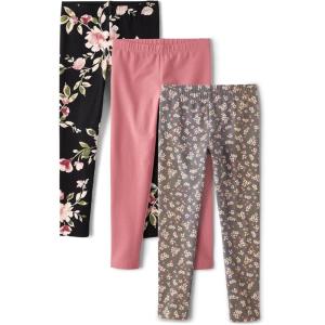 imageThe Childrens Place Girls Assorted Everyday Pull on LeggingsFloralMauveGray 3pack
