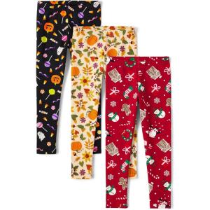 imageThe Childrens Place Girls Assorted Everyday Pull on LeggingsHarvestChristmasHalloween 3pack