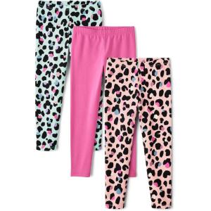 imageThe Childrens Place Girls Assorted Everyday Pull on LeggingsPink LeopardPinkMulti Leopard 3pack