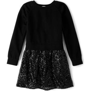 imageThe Childrens Place Girls Long Sleeve Sweater DressBlack Sweatshirt